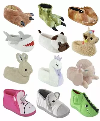 Kids Novelty Slippers 3D Soft Comfy Character Animal Unicorn House Shoes Slipper • £12.99