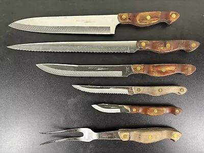 6 Pcs Japan Made Vintage Lifetime Cutlery Jet Cut D 400 Knife Fork Carving Set • $31.99