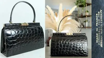 Vtg 50s JORDAN MARSH France Alligator Crocodile Leather Purse Clutch Handbag • $85