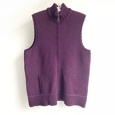 Country Shop VTG Wool Zipper Vest Sz Small Dark Purple Made In Italy Full Zip • $28.95