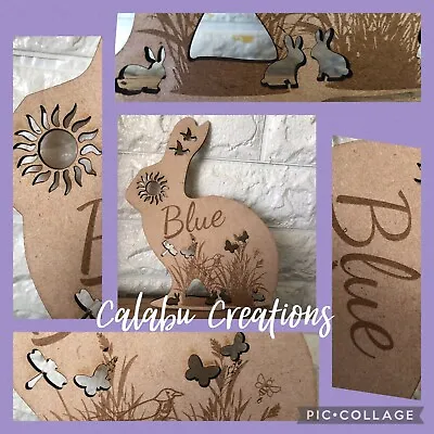 Personalised Engraved Wood Pet Rabbit Bunny Name Plaque Hutch Sign Gift Present • £6.99