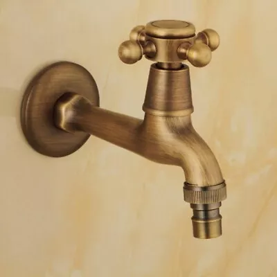 Antique Brass Wall Mounted  Replacement Bathroom Sink Washing Water Tap • $29.95