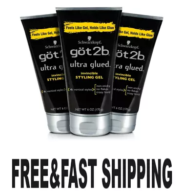 Got2b Ultra Glued Invincible Styling Hair Gel 6 Oz (Count Of 3) • $17.75