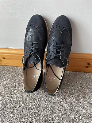 Ladies Navy Suede Leather Brogue Style Lace Up Shoe. Excellent Condition Size 41 • £20