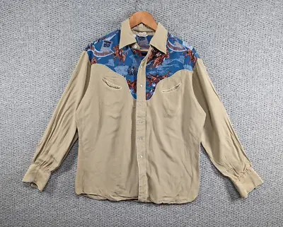 Kennington Rocking K Ranchwear Vintage Snap Button Rayon Western Cowboy Shirt  M • £49.50