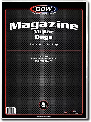Pack (50) BCW Magazine Mylar Storage Bags Archival 8 7/8  X 11 1/2  - 2 Mil • $32.88