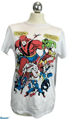 Marvel Avengers White T Shirt Size XS Original Line Up Super Heroes Unisex  • £10