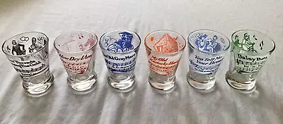 Vintage Mid Century Set Of 6 Shot Glasses Vintage Songs And Music Graphics • $29.99