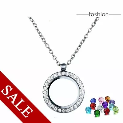 Crystal Floating Charms Glass Locket Living Memory Pendant Necklace Chain Gift • $2.04