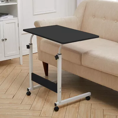 Movable Adjustable TV Dinner Laptop Tray Over Bed Table Desk Sofa Bed On Wheels • £18.95