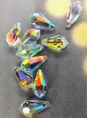 £2.49 • Buy 10pc 5.5x11mm Quality Clear AB Faceted Teardrop Glass Crystal Beads Multicolored