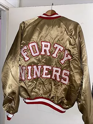 Vintage Chalkline SF 49ers Gold Satin Spell Out Jacket NFL 2xl 1990 Sideline • $398.80