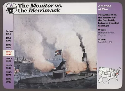 The Monitor Vs The Merrimack  Story Of America At War History Card • $5.95