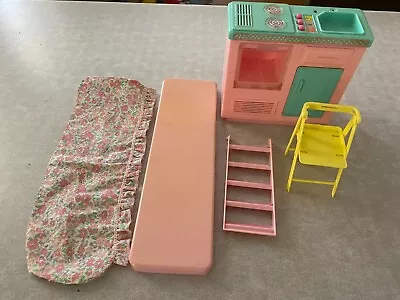 Vintage BARBIE Magical Motor Home 1991 CAMPERVAN Ladder Kitchen Chair Bed Linen • $20