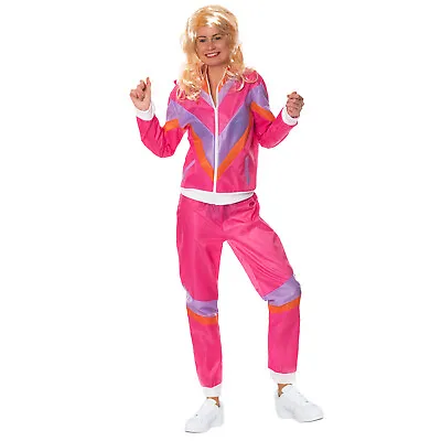 80s Shell Suit Costume Scouser Tracksuit Womens Adult Ladies Fancy Dress Outfit • £16.99