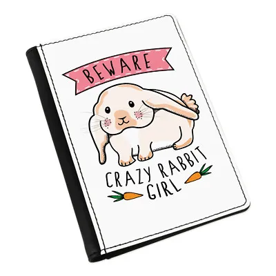 £16.50 • Buy Beware Crazy Rabbit Girl Passport Holder Cover Case - Funny Bunny Animal Pet