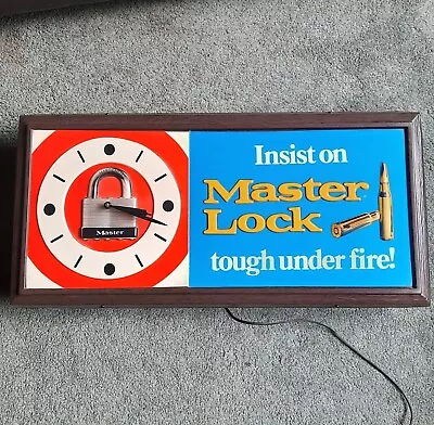 Vintage Masterlock Illuminated Clock Display Light Man Cave  Bullets 31  Works! • $224.95