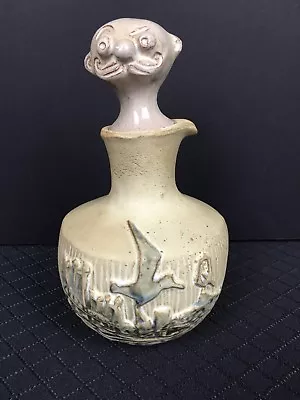 Vtg Pacific Stoneware Pottery Beach Decanter 1970 B Welsh People Lovers Stopper  • $29.99