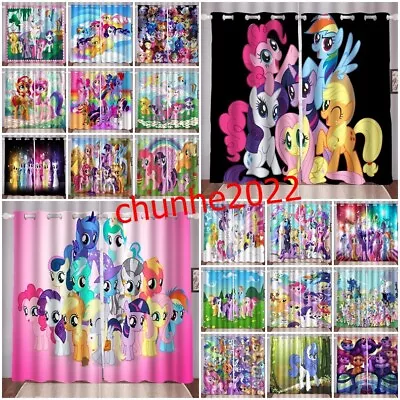 Girls My Little Pony 3D Blackout Curtains Bedroom Decors Thermal Ring Top Eyelet • £23.99