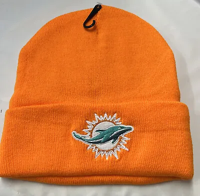 Miami Dolphins Orange Cuffed Lined Winter Hat Cap Beanie • $14.99