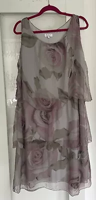 Lagenlook Made In Italy Dress Size L 100% Floaty Silk Overlay By H Trend • £9.99