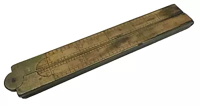 Antique Vtg Brass Wood Folding Carpenters Ruler Tool No 54 • $19.99