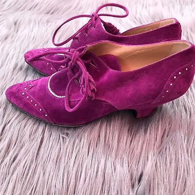 VINTAGE MAUD FRIZON Purple Suede Leather Heels • $99.99