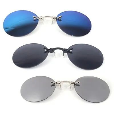 Clip Nose Sunglasses Round Glasses Matrix Morpheus Vintage Sun UV400 With Bag • $9