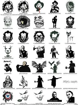 50 Horror Movie Characters Machine Embroidery Designs Pes Thumb Drive • $12.95