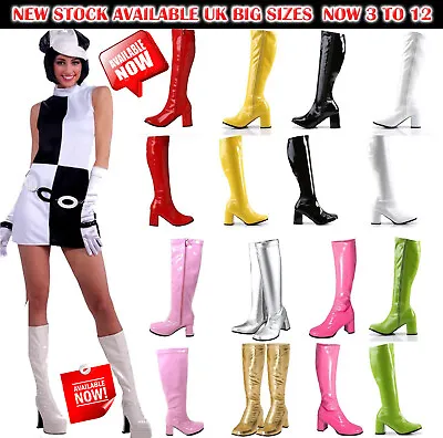 New Women's Ladies Fancy Dress Party GO GO Boots - 60s & 70s Party Sizes 3 TO 12 • £29.99