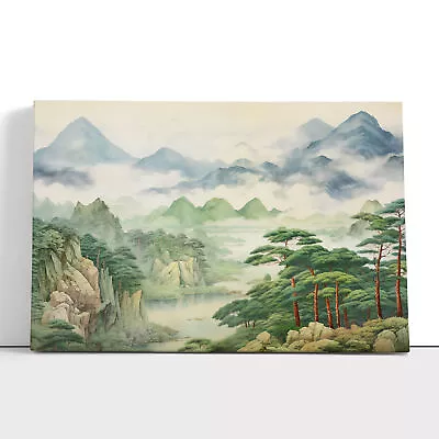 Japanese Mountains Landscape No.3 Canvas Print Wall Art Framed Poster Picture • £24.95