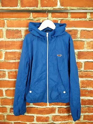 Boys Coat Age 10-12 Years Hollister Blue Mesh Lined Light Jacket Hood Zip 152cm • £11.99