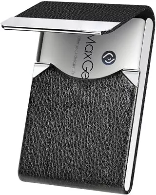 Leather Business Card Holder Metal Slim Pocket Wallet With Magnetic Closure • $12.25