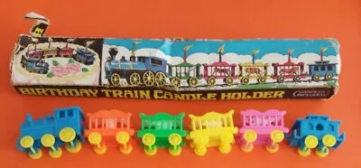 Vintage Retro 60-70s Birthday Zoo Carriage Train Cake Decoration Candle Holders • £16