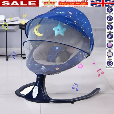 Bluetooth Electric Baby Swing Infant Cradle Bouncer Rocker Chair Music Remote A • £66.49