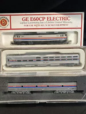 Lot 3 Amtrak Bachmann Trains N Scale Locomotive GE E60CP Passenger Cars VG Used • $49.99