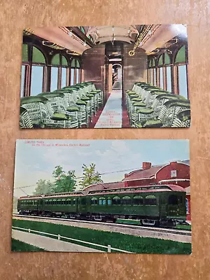 Vintage Postcards Chicago Milwaukee Electric Railroad Buffet Observation Car • $10