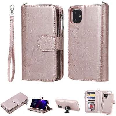 $23.40 • Buy For IPhone 14 13 Pro Max 12 11 XR 876 Removable Flip Zipper Leather Wallet Case