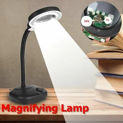 40 LED Desktop Magnifying Lamp 5X 10X Magnifier Light Daylight Craft Glass Table • £46.55