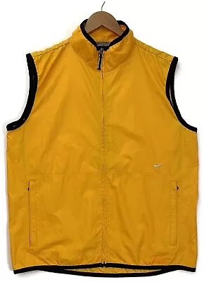 Nike Athletic Running Windbreaker Vest Mens Large Yellow L Vintage Polyester • $22