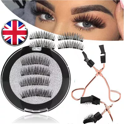 Professional Magnetic Eyelashes Fake False Lashes Set + Applicator Full Kit Set • £6.29