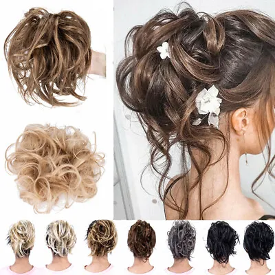 Curly Messy Hair Bun Piece Updo Scrunchie Bobble Hair Extensions Fake Natural UK • £5.99