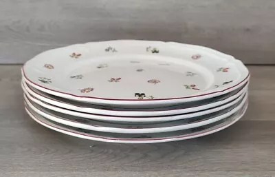 (5) Villeroy & Boch Petite Fleur 10.5  Dinner Plates Scalloped Edges Porcelain  • $59.99