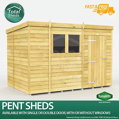 Pent Top Quality Pressure Treated Tanalised Timber Shed Fast & Free ALL SIZES • £770.72