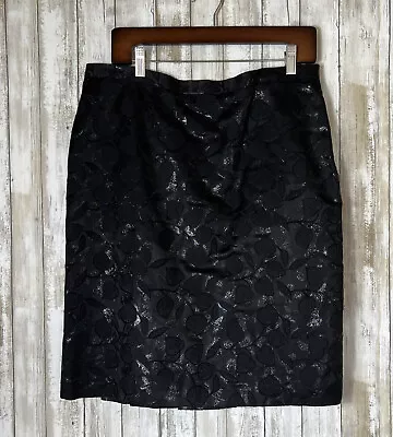 Moschino Cheap Chic Metallic Foil Leaf Print Skirt Pleated Black 12 • $19.99