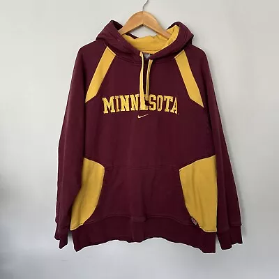 Vintage Nike Team University Of Minnesota Gophers Maroon Hoodie Size Large • $24.88