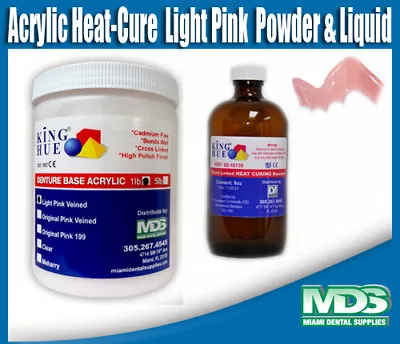 Acrylic Heat-Cure  Light Pink Veined 1lb Powder & 8oz Liquid • $99.99