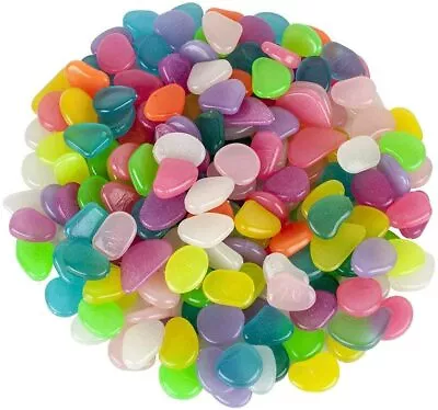 100 Glow In The Dark Pebbles Stones Luminous Garden Walkaway Tank Aquarium Fish • £5.99