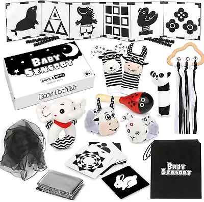 Joyreal Black & White Baby Sensory Toys 13 Pieces Ages 0+ Baby Development Toys • £23.95