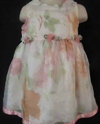 Me Too Sleeveless White Dress With Flowers Size 9 Months • $7.99